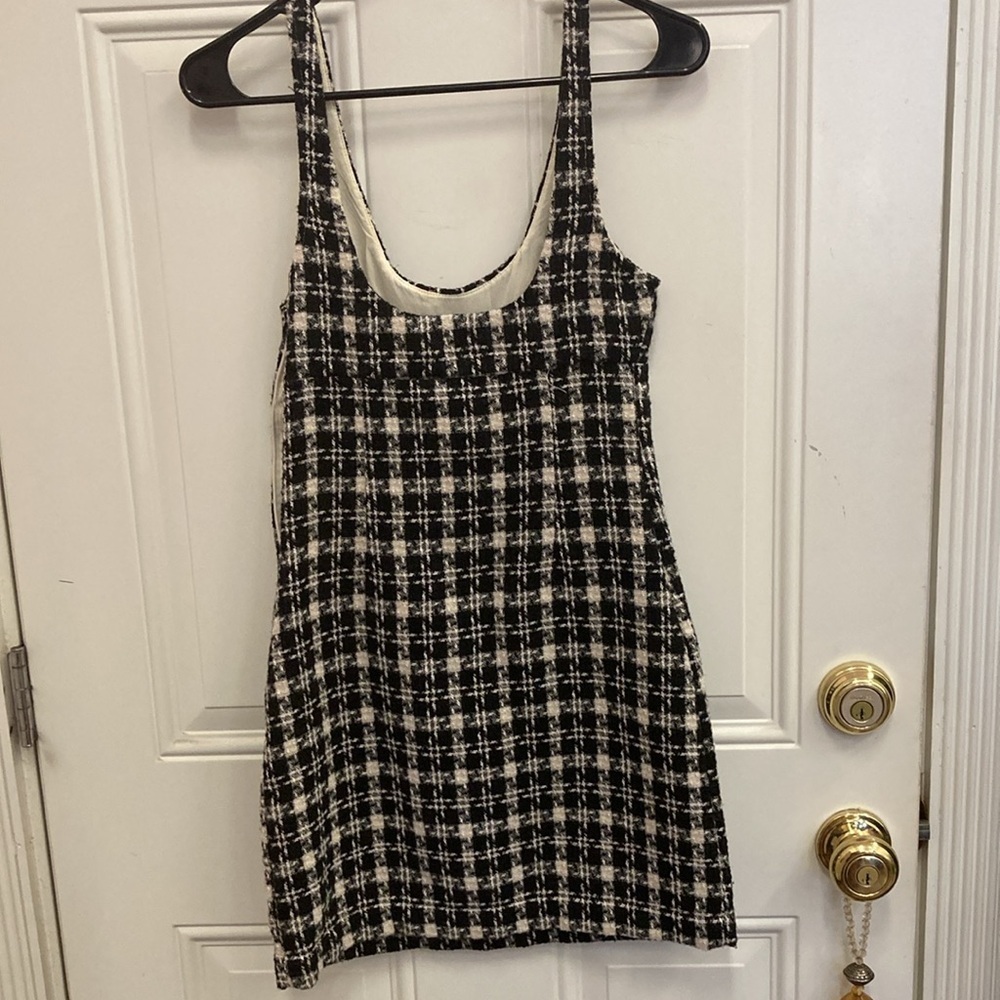 Urban, Outfitters, mini, party, Black, White, Checkered, dress, date, school - Picture 6 of 6